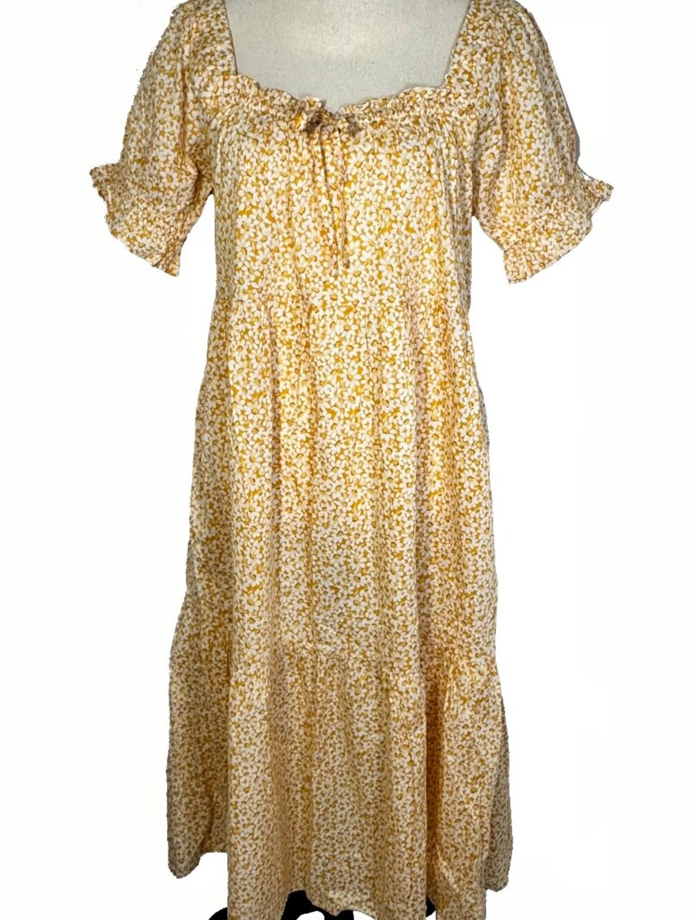 NWT Madewell S Yellow Daisy Midi Dress Puff Sleeve Cottagecore - Picture 6 of 11